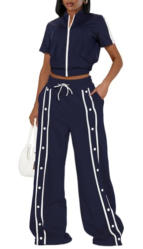Yeshire Lounge Sets for Women Sweatsuit 2 Piece Outfits Zip-up Sweatshirt Wide Leg Sweatpant Tracksuit Matching Set
