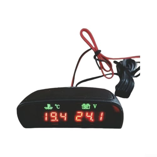 Voltímetro digital 2 en 1 y termómetro de coche para control de temperatura 5