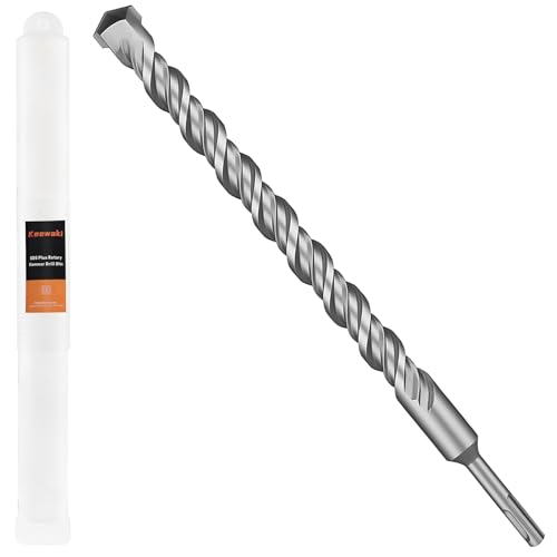 Keewaki SDS Plus Rotary Hammer Drill Bit 1 x 12Concrete Masonry Drill Bits for Brick Cement & Stone - Durable Alloy Tip Fast Drilling
