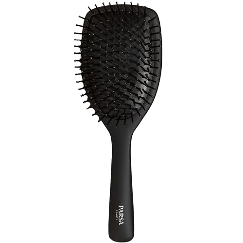 PARSA Beauty Cepillo Profesional Active Carbón + Turmalina (Cepillo de pala ancha) - Alisado perfecto sin cabellos voladores - cepillo desenredante con púas de nylon carbonizado