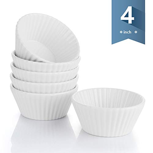 Sweese 522.001 Porcelain 6 oz Cupcake Muffin Baking Cups, Non-Stick Ramekins, Reusable Cake