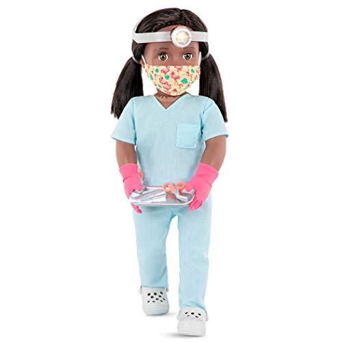 Our Generation Puppe Cierra – 46 cm Puppe mit Arztkleidung, Puppenzubehör und schwarzen Langen Haaren zum Frisieren – Kinder Spielzeug ab 3 Jahren - 45444 HCM Kinzel