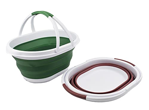 SAMMART 11L Collapsible Basket with Handle, Portable Outdoor Picnic Basket/Crater, Foldable Shopping Bag - Image 2