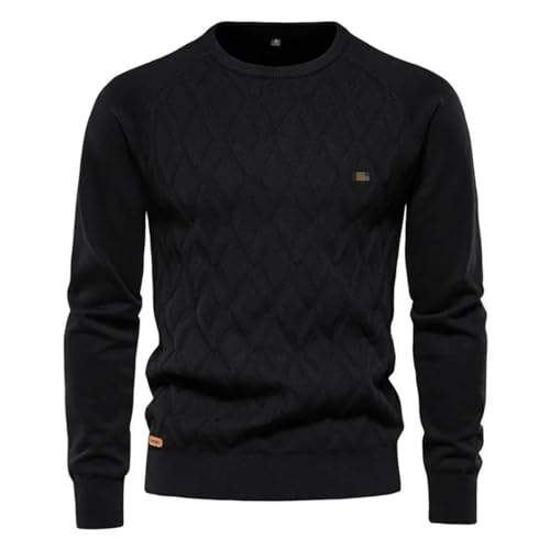 Pull droit en coton pour homme pull solide à manches longues d'automne