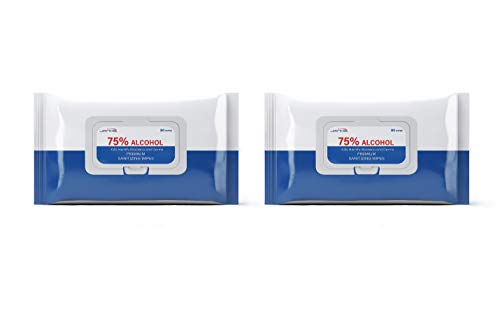 JIANHE Hand Sanitizing Wipes Bags - 75% Ethyl Alcohol Large (7.9" x 5.5") Inches 80 Cleansing Cloths in Moisture-Lock Pouch (160 Wipes), Pack of 2