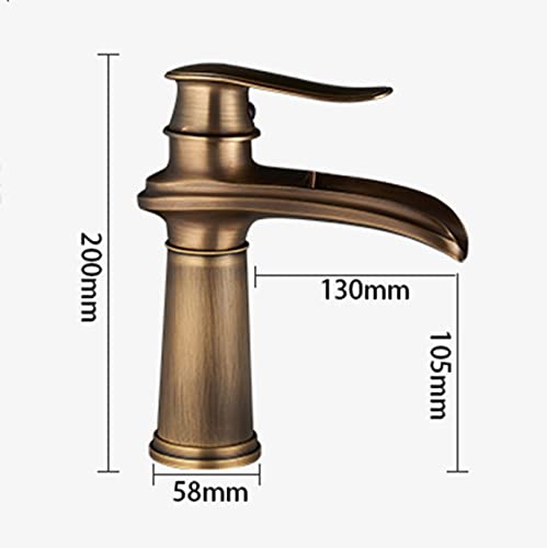 Robinet cascade en laiton monotrou pour évier rétro de salle de bain - 3