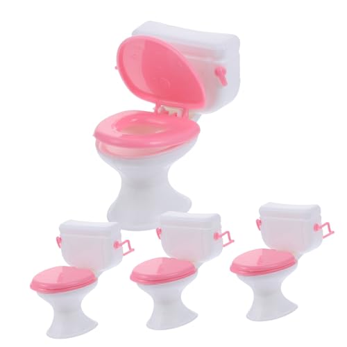 BRIGHTFUFU Miniature Toy Mini House Decor Mini Bathroom Accessory Simulated Toilet for Toddlers Realistic Miniature Bathroom Set