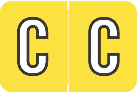 AMZfiling Alphabetic Color Coded Labels- Letter C, Yellow, Barkley ABKM and Sycom Compatible (Polylaminated, 500/Roll)