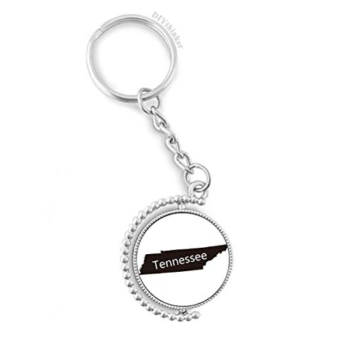 Llavero de cadena con la silueta de Tennessee y sistema de placa central giratoria