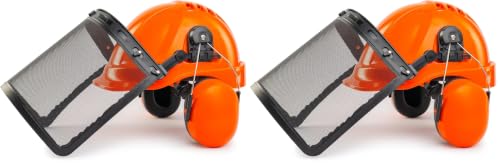 Image of LANON Forestry Safety Helmet with Ear Muffs and Face Shield, Orange