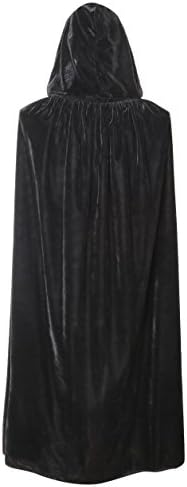 DIFLY 39 Inches Kids Velvet Hooded Cape Unisex Halloween Cloak for Devil Witch Wizard Halloween Christmas Cosplay, Black, S