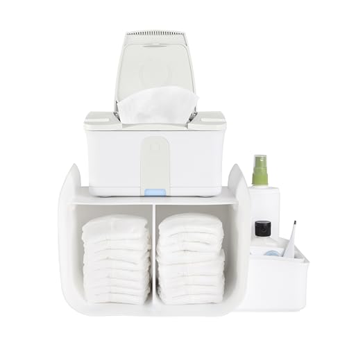 Ubbi Tabletop Diaper Caddy, Diaper Storage, Caddy Organizer, Stores Baby Diapers, Wipes & Baby Accessories, White by Ubbi - Used condition - US$18.39