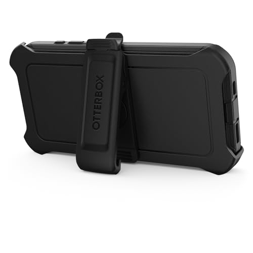 Image of OtterBox iPhone 15 Pro (Only) Defender Series Case - Black, screenless, Rugged & Durable, with Port Protection, Includes Holster Clip Kickstand