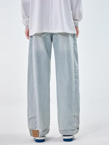 Jeans Pants Trousers Denim for Men Niche Splicing Straight Leg Wide Floor Loose and Versatile Retro Spring Summer3