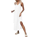 Vestidos de verano, largos, vestidos bohemios, vestidos de playa, trajes de viaje, Blanco, XXL