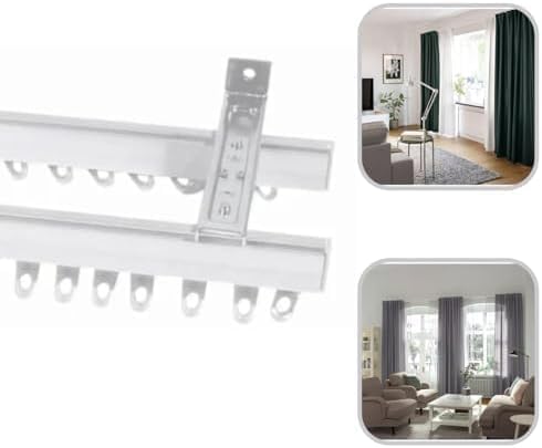 Fineline Double Curtain Track White Wall Mounted Heavy Duty Aluminium Bendable Curtain Rails Tracks Set With 113mm Face (Wall) Fix Support (350cm (138 Inches))