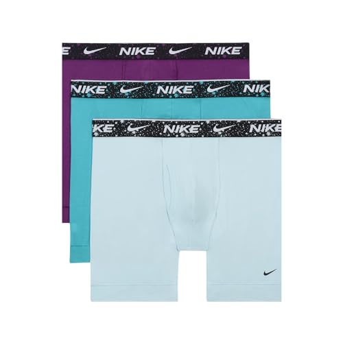 Nike Men's Dri-Fit Essential Cotton Stretch Boxer Brief, 3pk, Glacier Blue/Dusty Cactus/Viotech, M