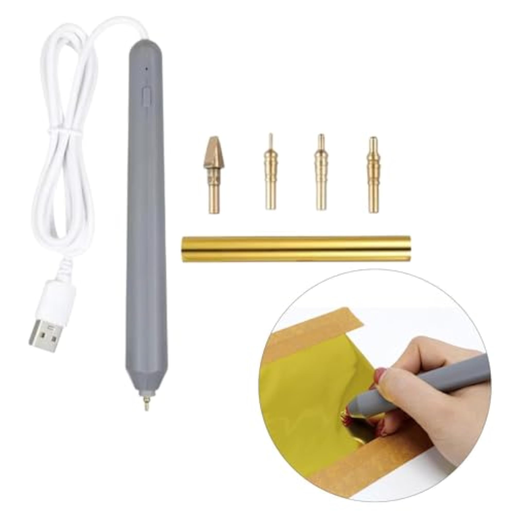 USB Heat Foil Pen with 4 Interchangeable Tips for DIY Crafting