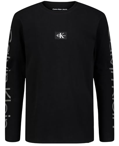 Calvin Klein Boys Long Sleeve Crew Neck T-Shirt, Soft, Comfortable, Relaxed Fit