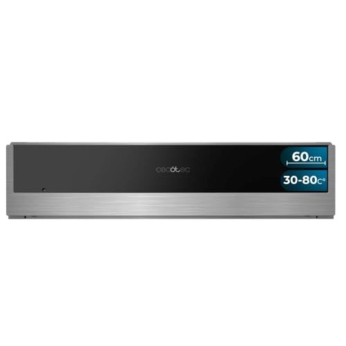 Cecotec Cajón Calientaplatos Integrable 60cm Bolero Hexa WD Edge. 470W Potencia Máxima, Temperatura Ajustable 30-80º, Control Mecánico, Alfombra Antideslizante Interior, Negro e INOX