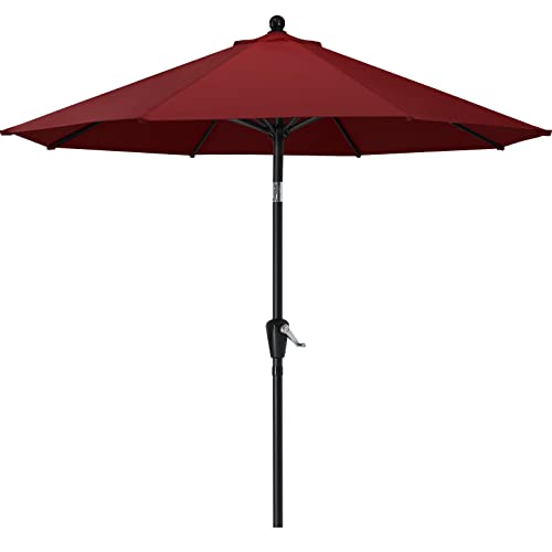 MasterCanopy 270 cm Sonnenschirm neigungsverstellbar, mit 8 Rippen und Kurbel, für Patio, Garten, Terrasse, Markt, Burgund