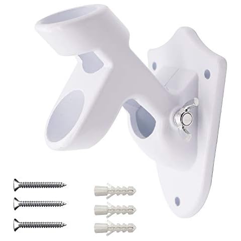HOOSUN Flag Pole Holders Wall Mounting Bracket 2-Position House Flag Pole Brackets White Made of Aluminum Strong Rust fit 1" Diameter Flag Pole Cover