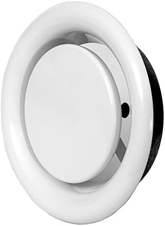 Europlast White With Flange Ø 80Mm / 3'' Adjustable Diffuser - Air Exhaust Valve - Ventilation Ducting Cover - Metal - White