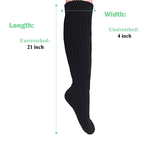 Aws/American Made Women's Extra Long Heavy Slouch Cotton Socks Size 9 To 11 (1 Pair - Black) #TOP5