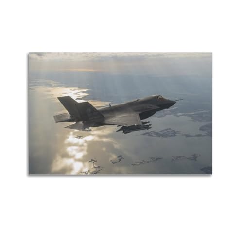 Poster de chasse F-35 Lightning II en toile décoration murale moderne 40x60 cm