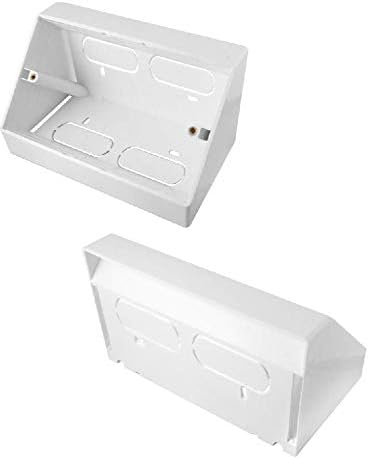 K M Electronics® 2 Gang Socket PATTRESS Back Box 45 Degree Angled Surface Mount Work Bench White