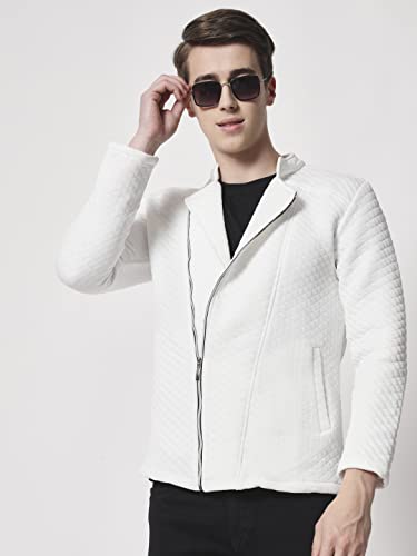 Image of Tandul Men's Jacket White Jacket with Unique Design Full Sleeve Jacket Winter Warm Jacket Boost Your Style with Casual Jacket for Men