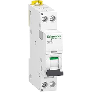 schneider electric acti9 idt40t disjoncteur modulaire 1p+n 40a courbe c 4500a/6ka a9p22640