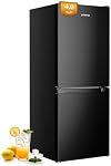 Upstreman 4.0 Cu.Ft Mini Fridge Double Door with Bottom Freezer Small Refrigerator for Apartment Fridge Black BM40