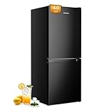 Upstreman 4.0 Cu.Ft Mini Fridge Double Door with Bottom Freezer Small Refrigerator for Apartment Fridge Black BM40