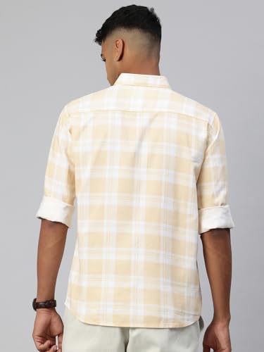 Image of Majestic Man Comfort Slim Fit Pure Cotton Checked Casual Shirt