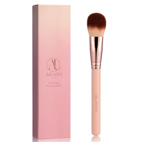 Image of Makeup Brush, Large Powder Brush for Face Makeup, Soft Fluffy Face Brush for Setting Powder, Blush, Bronzer and Powder Foundation, Pink Handle Rose Gold Ferrule