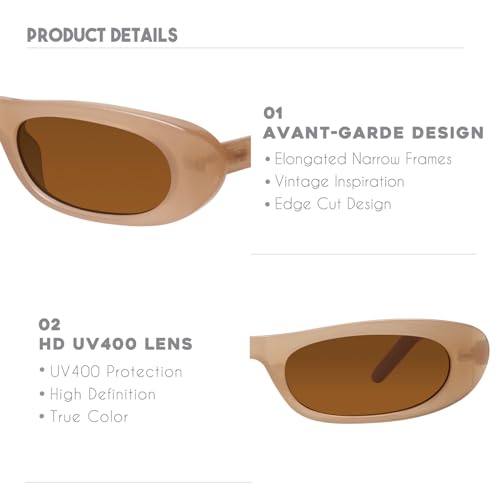 Image of mosanana Small Cat Eye Sunglasses for Women Y2k Retro Oval Narrow Cool Sun Glasses Shades MS52357