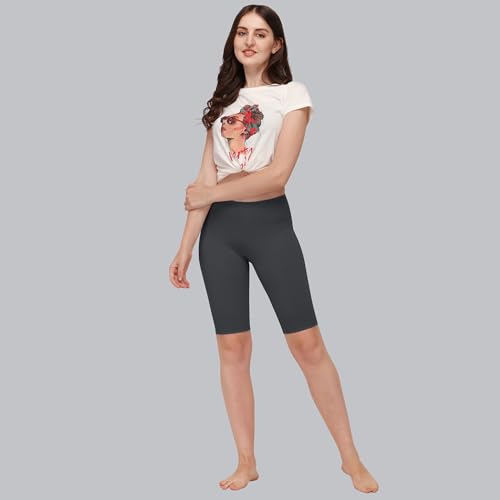 Image of SOIE Women's Mid Rise Soft Polyamide Spandex Knee Length Cycling Shorts