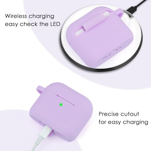 Image of Filoto Compatible with AirPods 4 Case - Soft Silicone Cover with Bracelet Lanyard and Keychain, Shockproof and Scratch-Resistant, Cute Design for AirPods 4th Generation(Lavender Purpl)