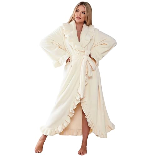Robe pelucheuse femme contre le froid hivernal avec cette tenue d'intérieur douce et chaude