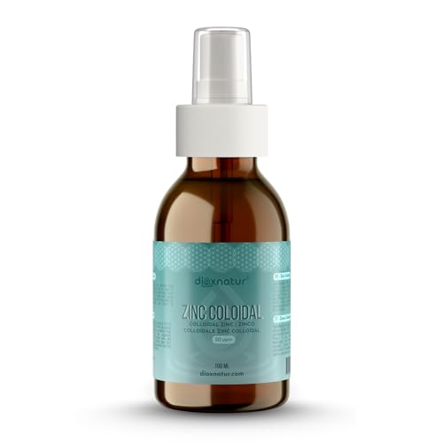 DIOXNATUR® Zinc Coloidal 100ml 20 ppm - Solución de Zinc con Spray Pulverizador - Envase de Vidrio Ámbar