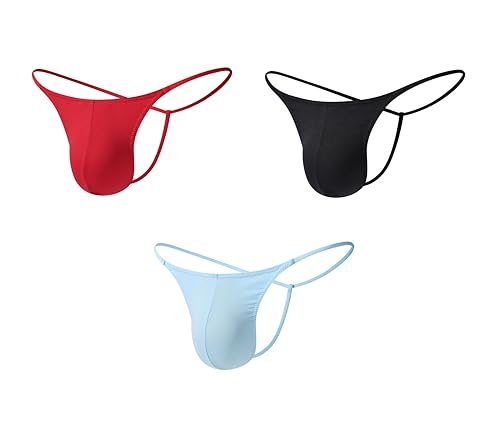 Men's Cotton G-string 0.5MM String Thong Sexy T-back Seamless Low Rise 3 Pack