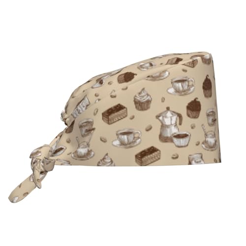 Image of Working Cap Scrub Cap with Sweatband Adjustable Unisex Tie Back Hat for Cleaning Farm Nursing