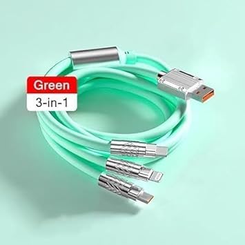 Image of Original 3 in 1 Unbreakable 6A(120W) Fast Charging 1.2m Type C Cable for Smartphones, Tablets, Laptops & Other Type C iOS Devices, 480Mbps Data Sync, Quick Charge 3.0 (Mint Green) (DEC25)