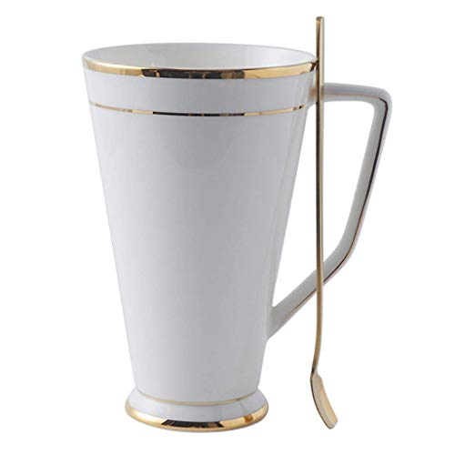 Tassen, Kaffeetasse Tasse, Porzellan-Tassen Kaffeetasse Mit Löffel Für Kaffee Tee Latte Oder Kakao, Frühstück Hafermehlkasse - 460Ml,C.