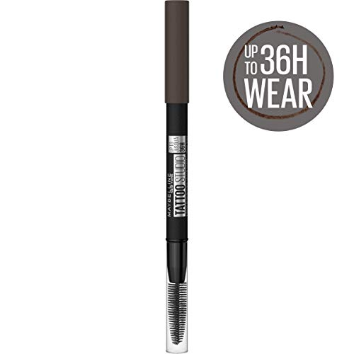 Maybelline TattooStudio Waterproof Eyebrow Pencil, Sharpenable, Longwear, Long Lasting, Pigmented Eyebrow Pencil for Defined Brows, Black Brown, 1 Count
