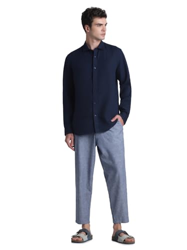 Image of Jack & Jones Men's Linen Solid Slim Fit Shirt