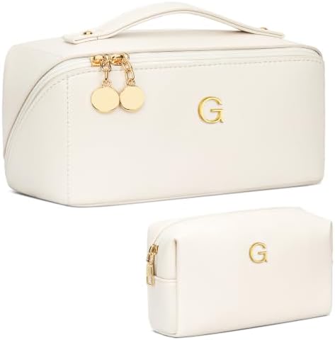 CLOUDWINGS Initial Makeup Bag Personalized Gift for Women Teen Girls