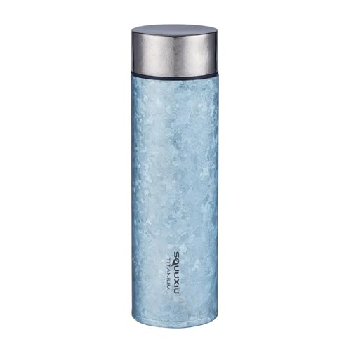 軽量な旅行用断熱水筒 450ml チタン真空フラスコ ティーフィルター付き アウトドアメタルウォーターボトル キャンプハイキング旅行ボトル (氷河青)