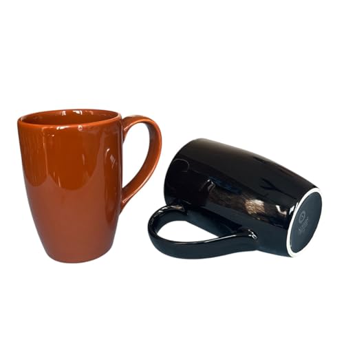 Image of Black and Brown Porcelain 285 ml Coffee /Tea Mug Set of 2, Microwave Oven and Dishwasher Safe, for Hot /Cold Coffee, Milk, Tea, (Black and Brown)